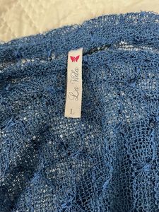 Sequins Sheer Blue V-Neck Long Sleeve Top