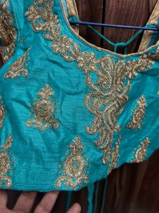 Embroidered Teal Blouse &amp; lehenga