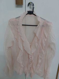 Sheer Pink Ruffle top