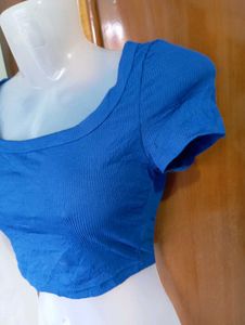 Royal Blue Ribbed Crop Top