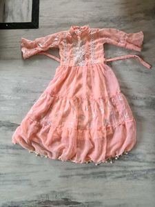 Peach Tiered Ethnic Gown