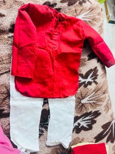 Boy's Red Kurta Set