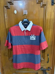 WESTSIDE NUON Men's Striped Rugby Polo Shirt