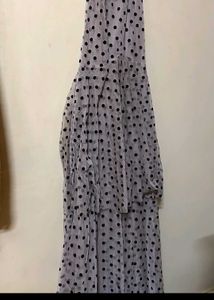 Retro Polka Dot Maxi Dress with trail