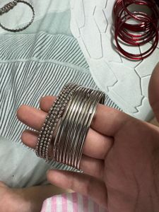 Set of Silver Bangles and Bracelets