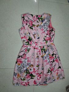 Pink Floral Sleeveless Dress