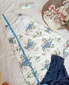 Floral Print Nightgown with Lace Trim