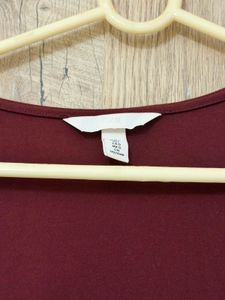 Maroon Square Neck Long Sleeve Top