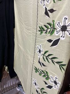 Black Suit Set With Green Floral Dupatta