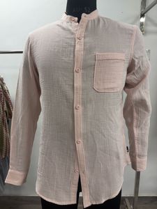 Men's Band Collar Linen Shirt