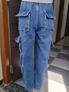 Women's Blue Cargo Jeans