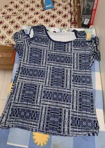 Patterned Cold Shoulder Top