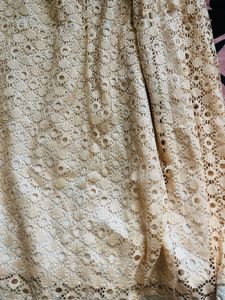 Cream Lace Flared Skirt with White Border – Elegan