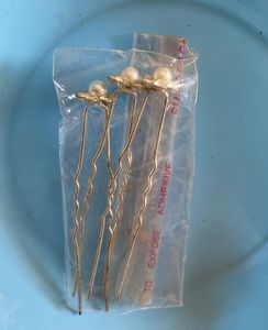 Set of 3 Gold Pearl Flower Juda Hair Pins