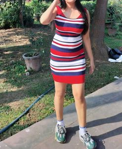 Striped Ribbed Mini Dress