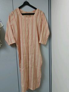 Peach Striped Kurta with Embellishments