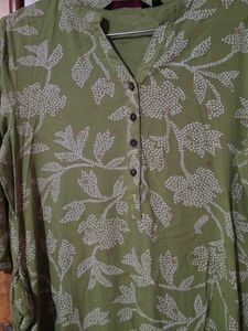 Green Floral Print Kurta