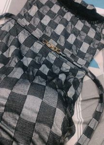 Grey-black Checkered Maxi Dress