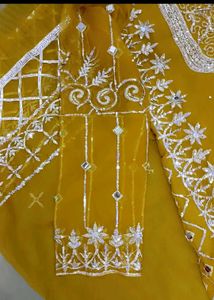 Elegant Mustard Embroidered Salwar Kameez