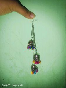 Boho Jhumka Earrings with Multicolor Beads