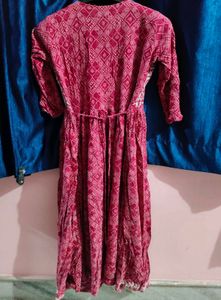 Pink Bandhani Embroidered Anarkali Kurti