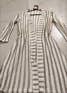 Off White And Golden Shrug Or Sweater Dress