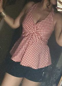 Cute Red Gingham Halter Top