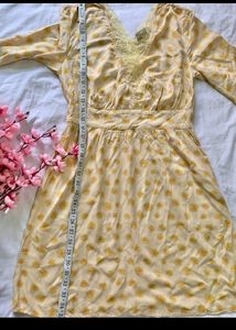 Floral Print Yellow Summer Dress