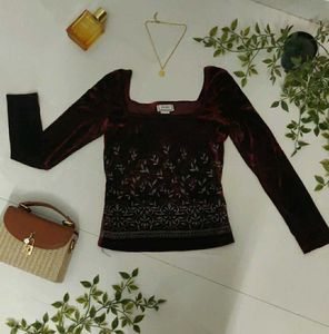 Velvet Burnout Print Top✨💋