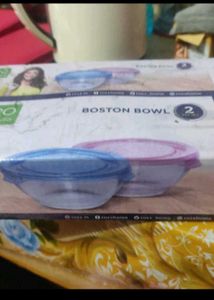 Glass Bowls with Lavender Lids (Set of 2)