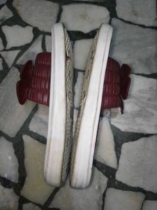 Maroon Bow Flip-Flops