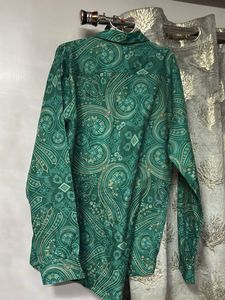 Retro Paisley Print Button-Up Shirt