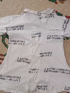 White Graphic Print Shirt top