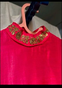 Beautiful Pink Anarkali with Embellished Neckline