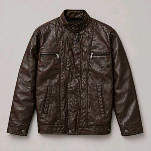 Men's Brown Leather Biker Jacket