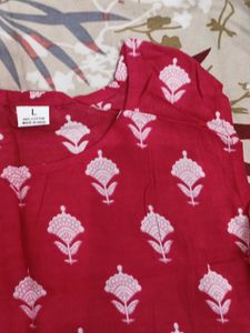 pink magenta straight sleeveless round neck kurti