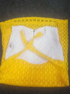Yellow & White Lace Lehenga Choli