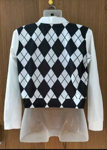 Argyle Print Crop Top