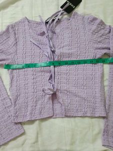 Shein Purple Textured Tie-Front Top