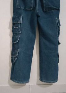 Blue Denim Cargo Pants