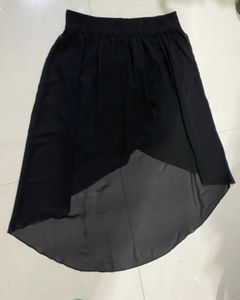 Black Front Slit Georgette Skirt