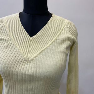 Lemon Yellow Fitted Y2K Top