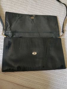 Chic Black Crocodile Embossed Clutch