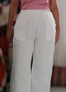 White linen blend pants