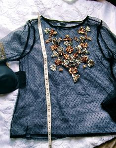 Sheer Black Embellished Top &amp;bra