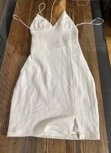 White Textured Mini Dress