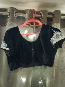 MAGGAM WORK  Black Velvet Blouse