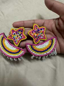 Beaded Star &amp; Fan Earrings
