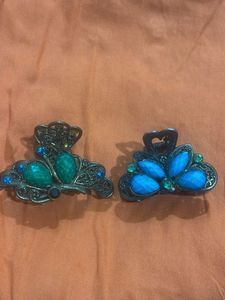 metal Jeweled Hair Claw Clip Set