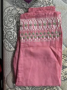 Embroidered Pink Palazzo Pants